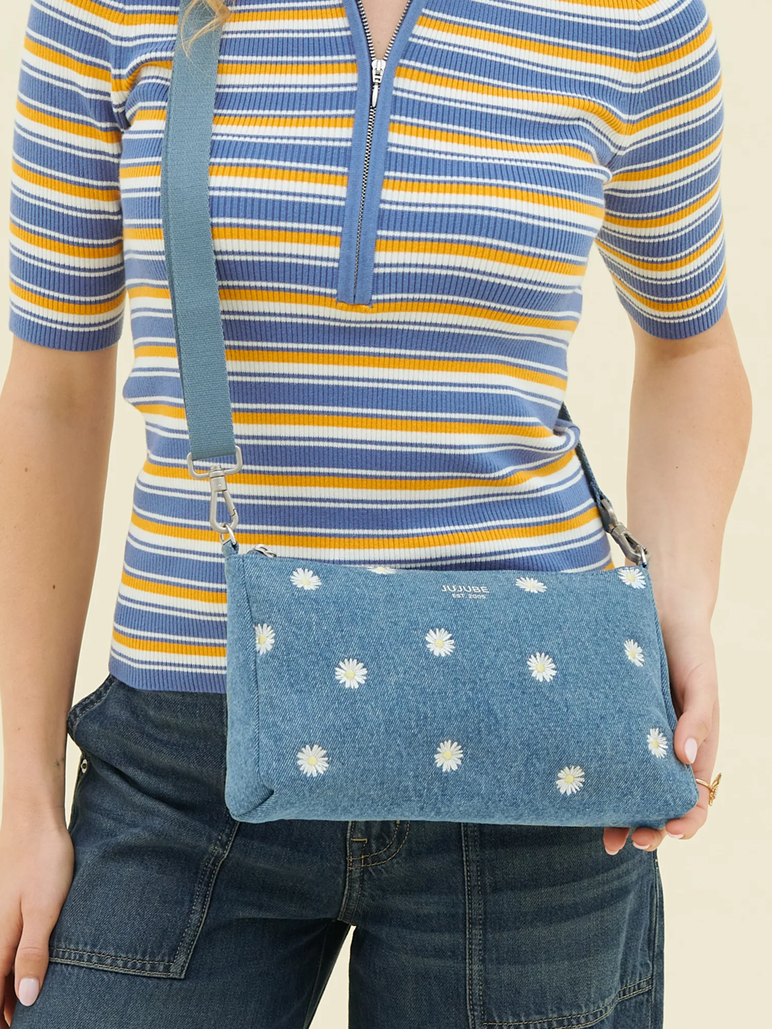 3-piece Pouch Clutch Purse Set - Denim & Daisies - Image 3