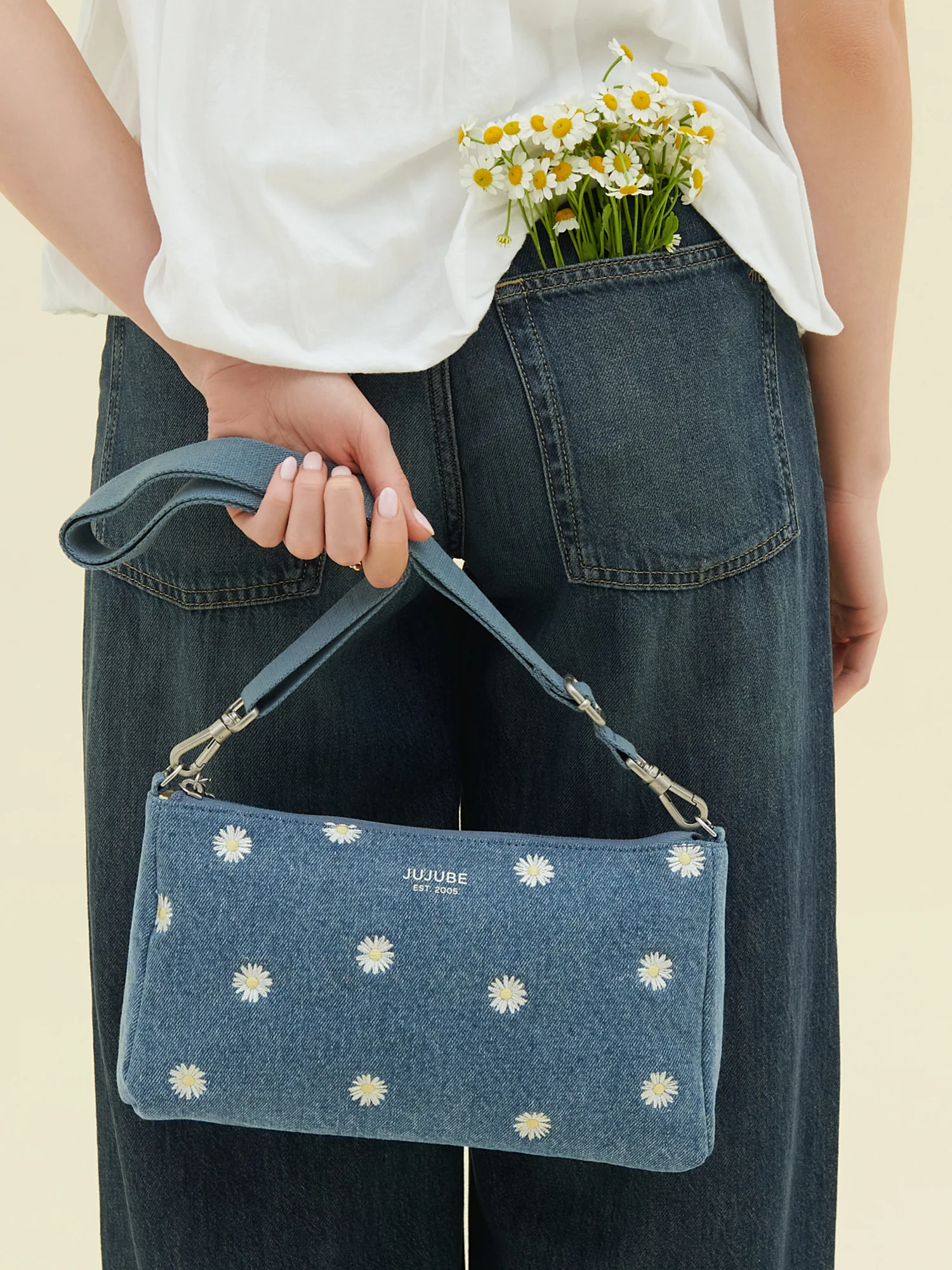 3-piece Pouch Clutch Purse Set - Denim & Daisies - Image 5