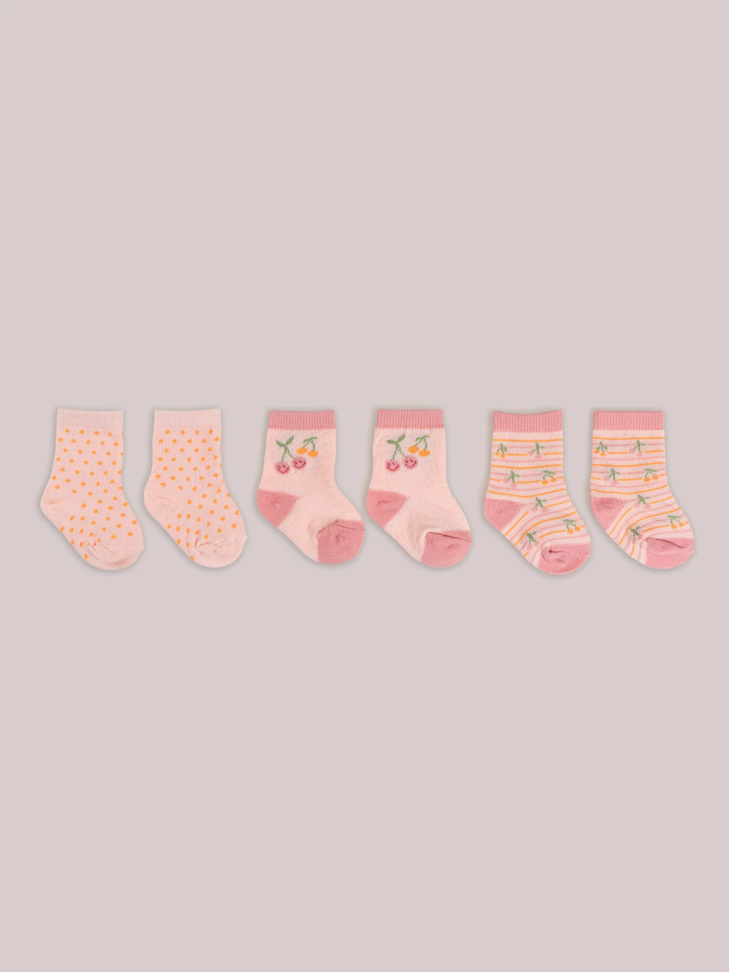 3-Pack Soft Durable Baby Socks Set - Cherry Cute by Doodle By Meg - Image 3