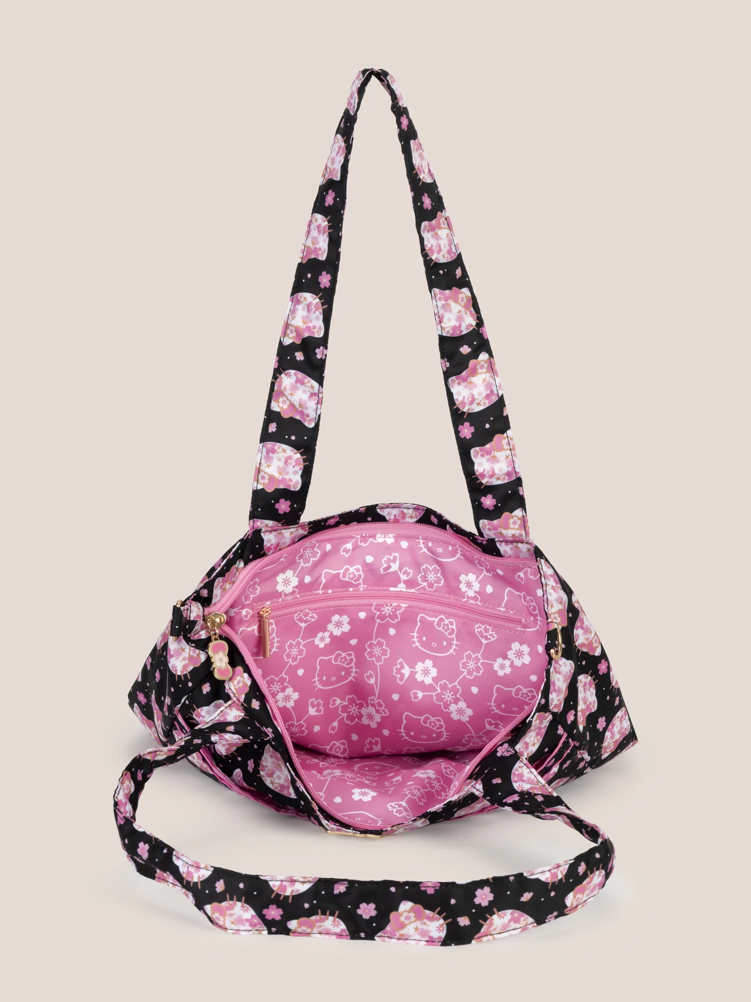 Hello Kitty® × JuJuBe Cherry Blossoms Be Light Diaper Bag Tote — Black and Pink - Image 5