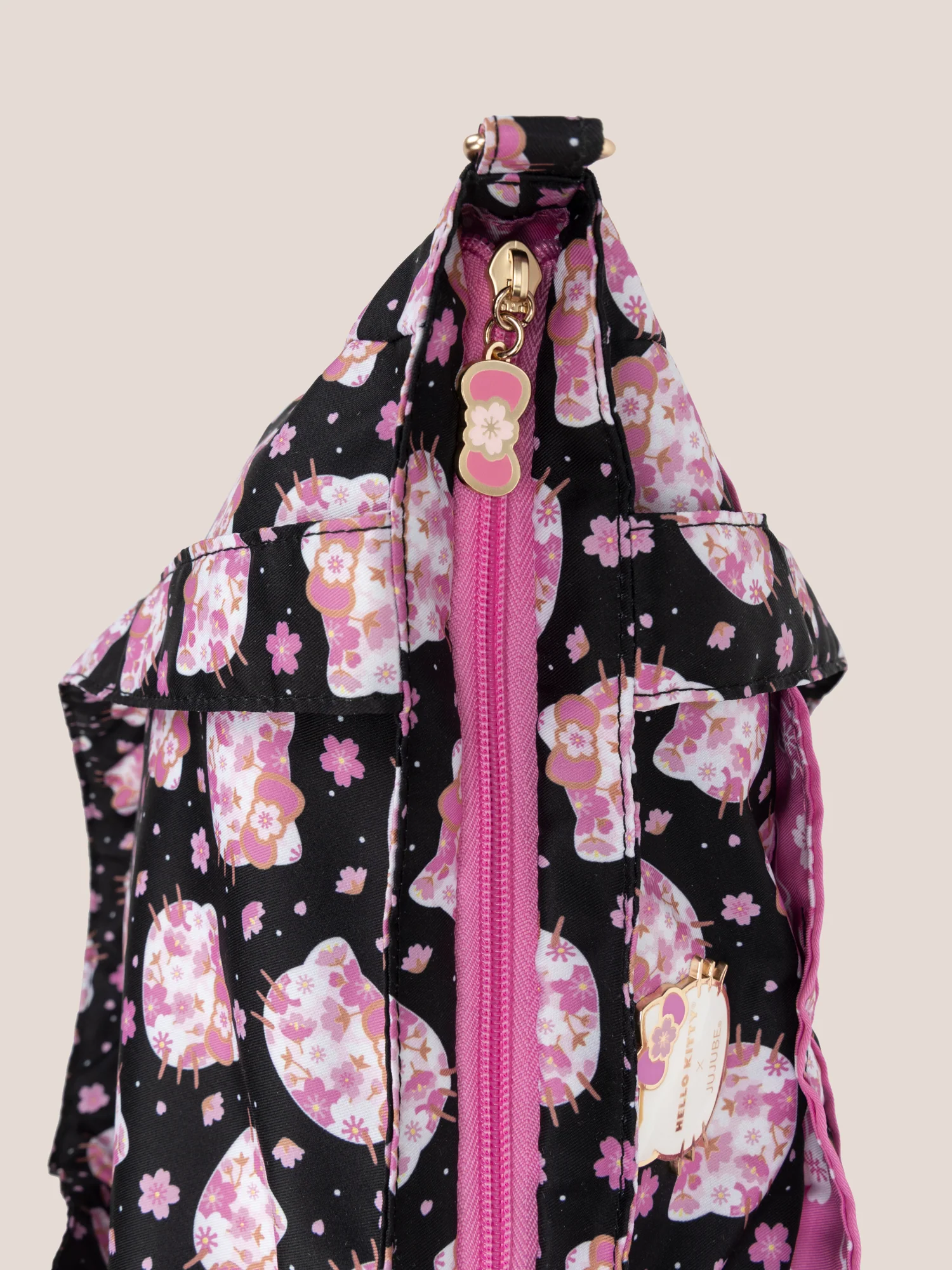 Hello Kitty® × JuJuBe Cherry Blossoms Be Light Diaper Bag Tote — Black and Pink - Image 7