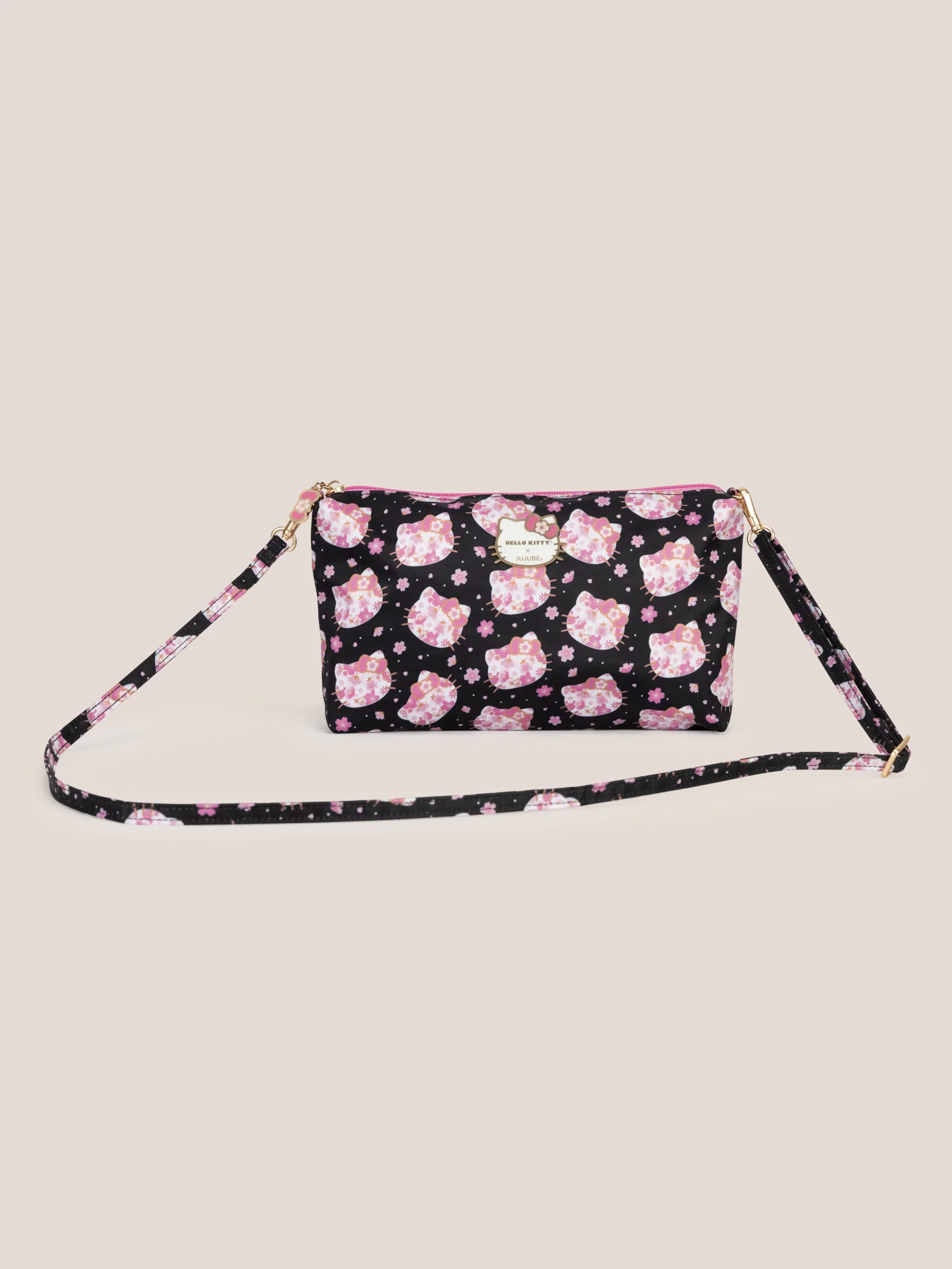 Hello Kitty® × JuJuBe Cherry Blossoms Be Quick Crossbody Diaper Bag Accessory — Black and Pink - Image 4