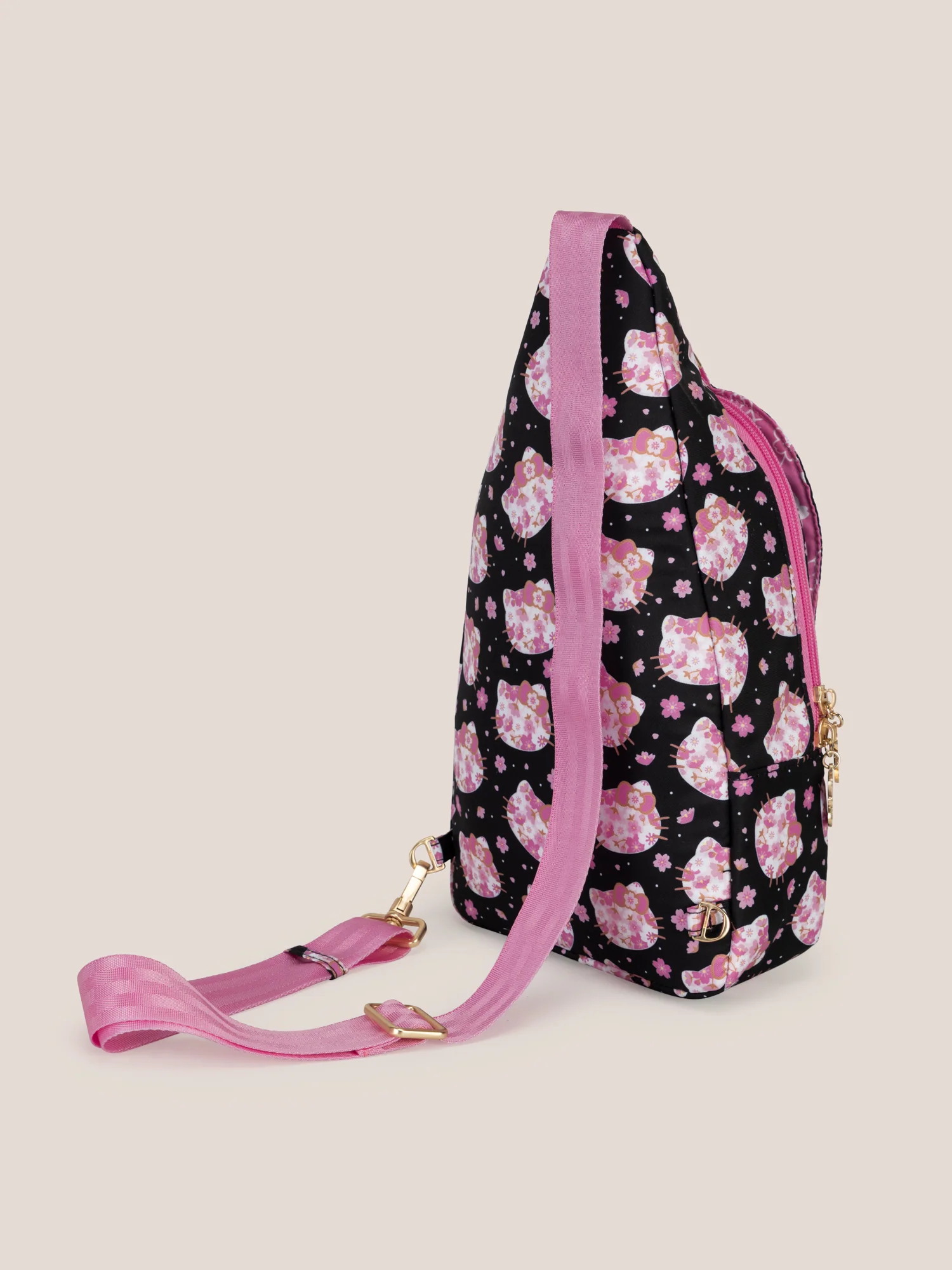 Hello Kitty® × JuJuBe Cherry Blossoms Crossbody Sling Diaper Bag — Black and Pink - Image 5