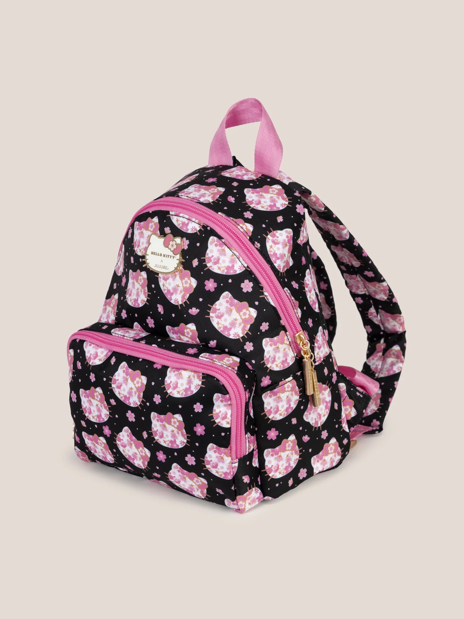 Hello Kitty® × JuJuBe Cherry Blossoms Everyday Mini Small Diaper Bag Backpack – Black and Pink - Image 3
