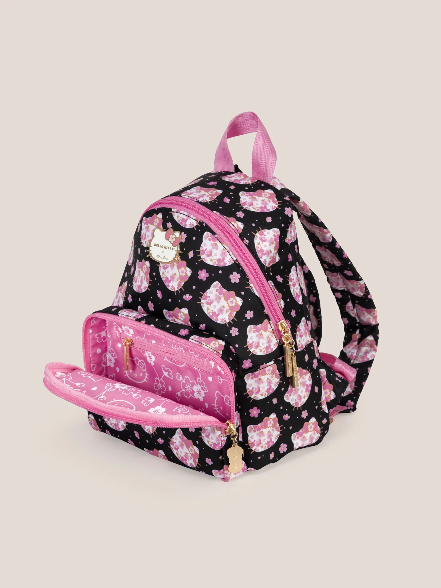 Hello Kitty® × JuJuBe Cherry Blossoms Everyday Mini Small Diaper Bag Backpack – Black and Pink - Image 7