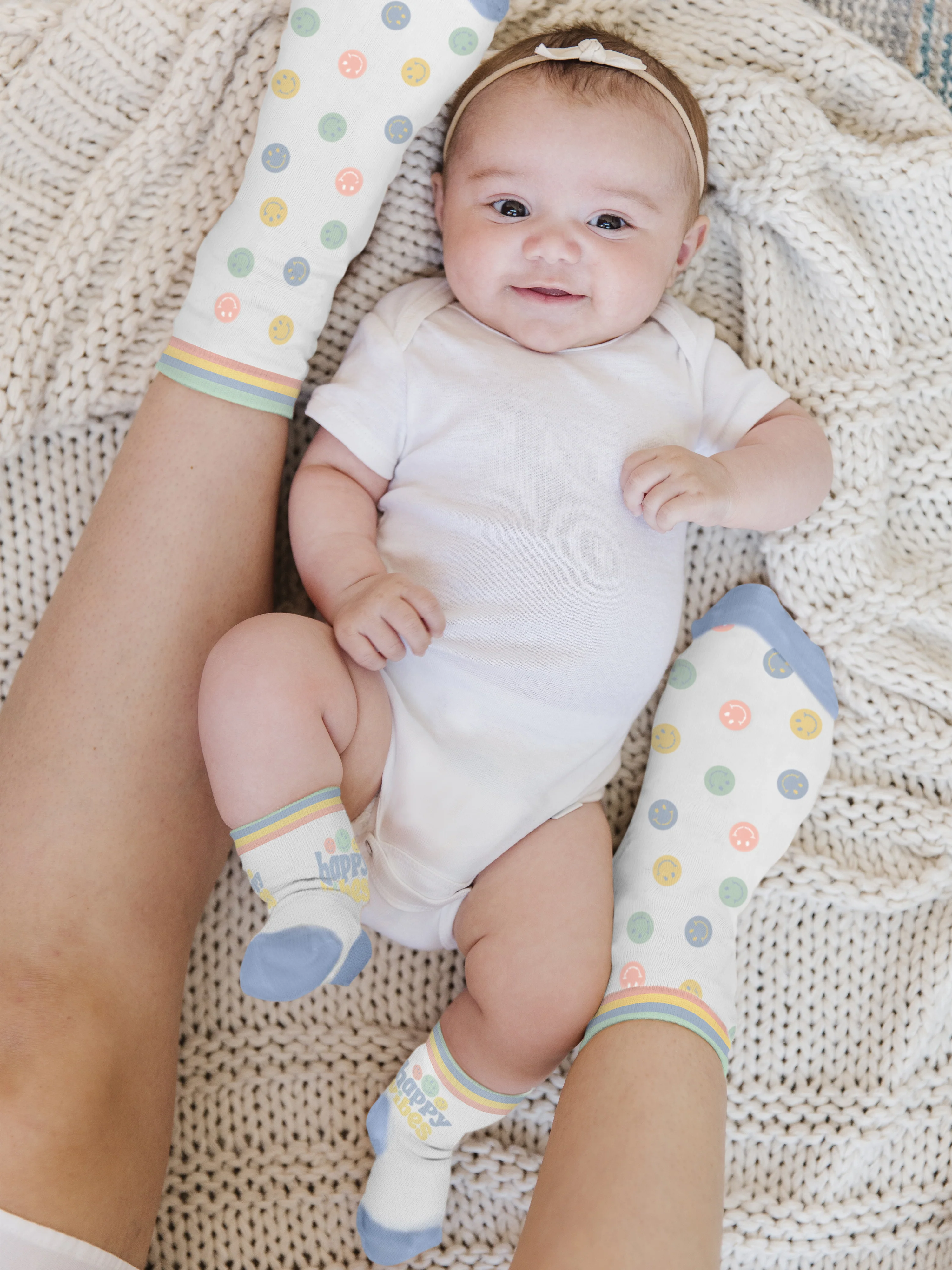 Mama & Me Matching Socks Set - Happy Baby Vibes - Image 4