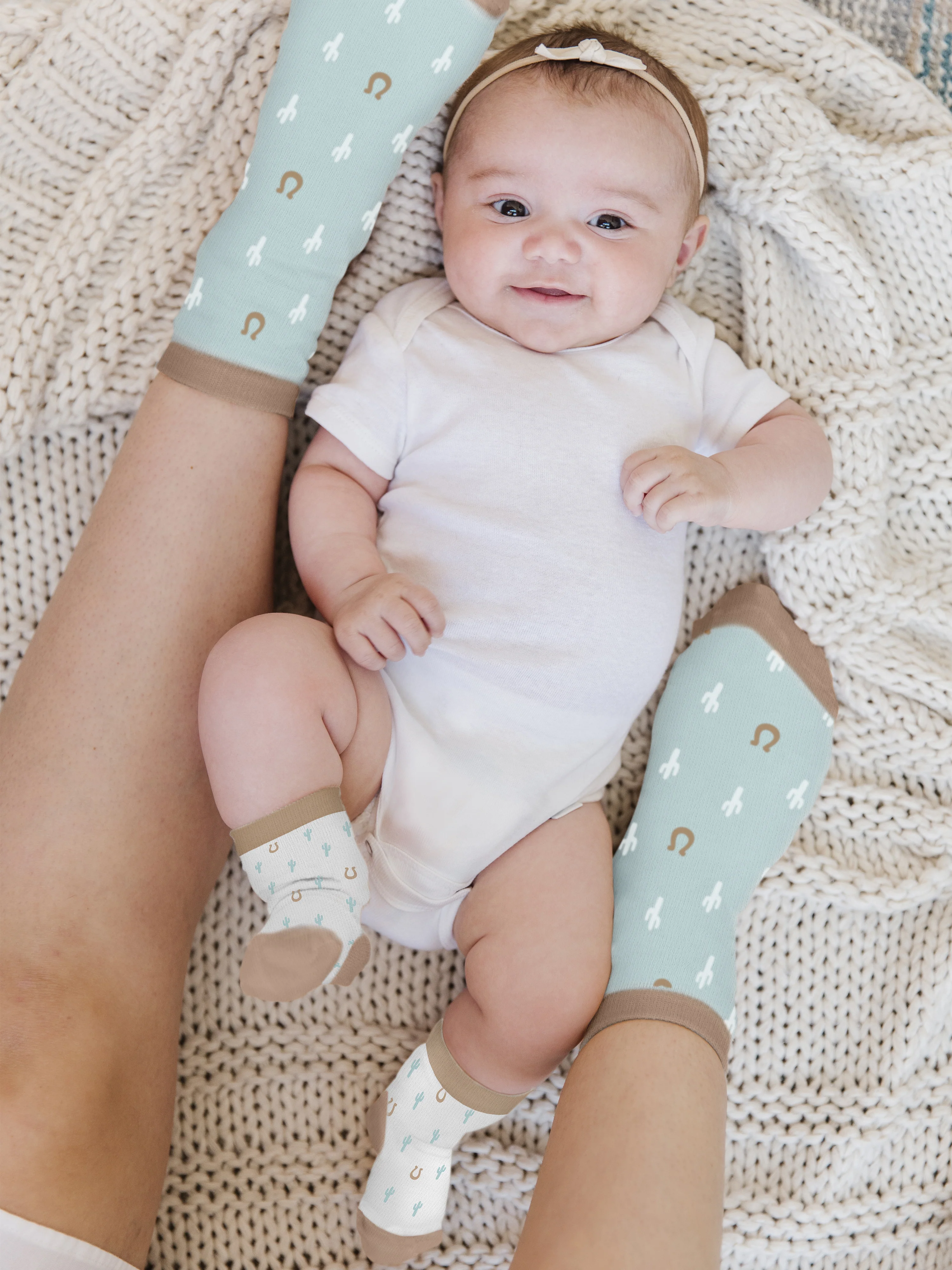 Mama & Me Matching Socks Set - Howdy Partner Blue - Image 4