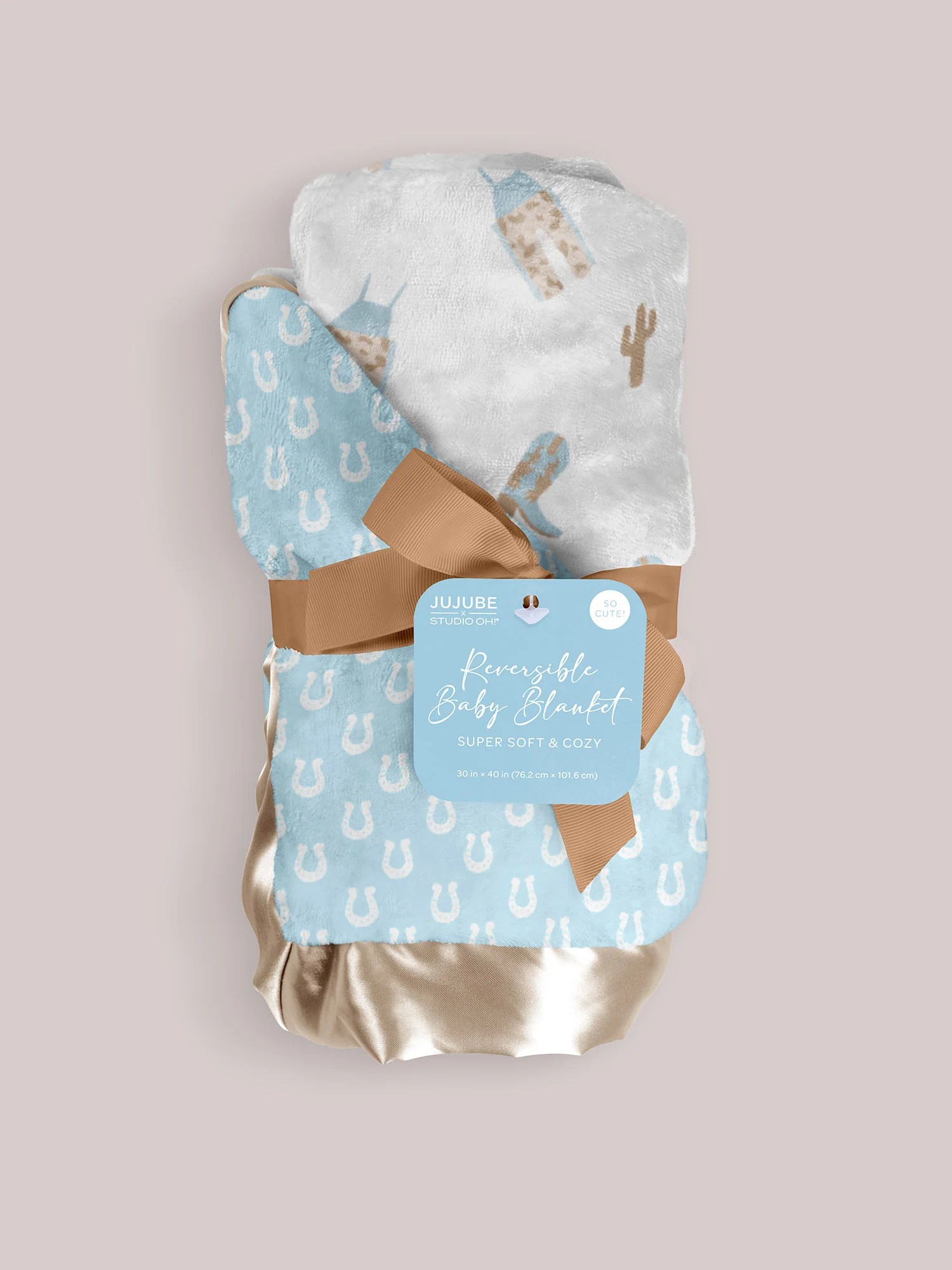Ultra-Soft Thick Reversible Baby Blanket - Howdy Partner Blue - Image 4
