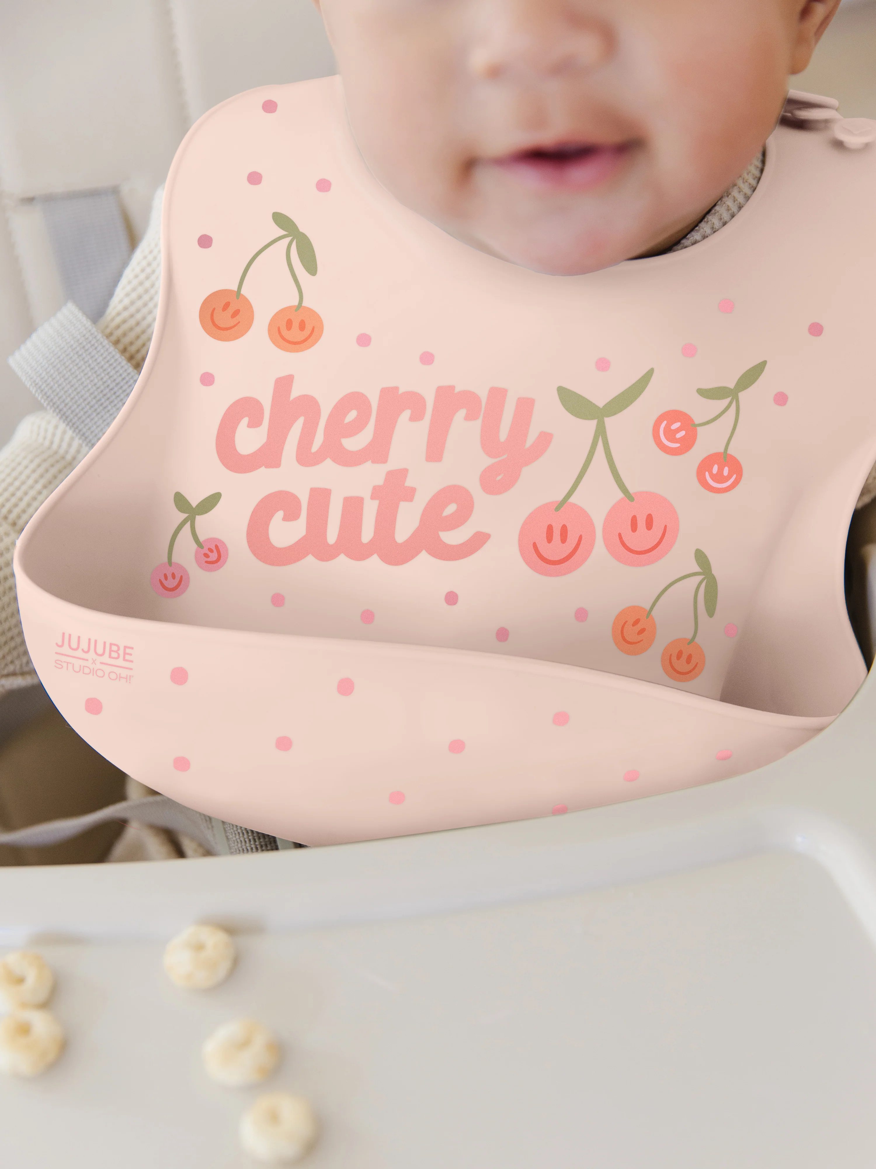 Silicone Bib - Cherry Cute by Doodle By Meg - Image 2