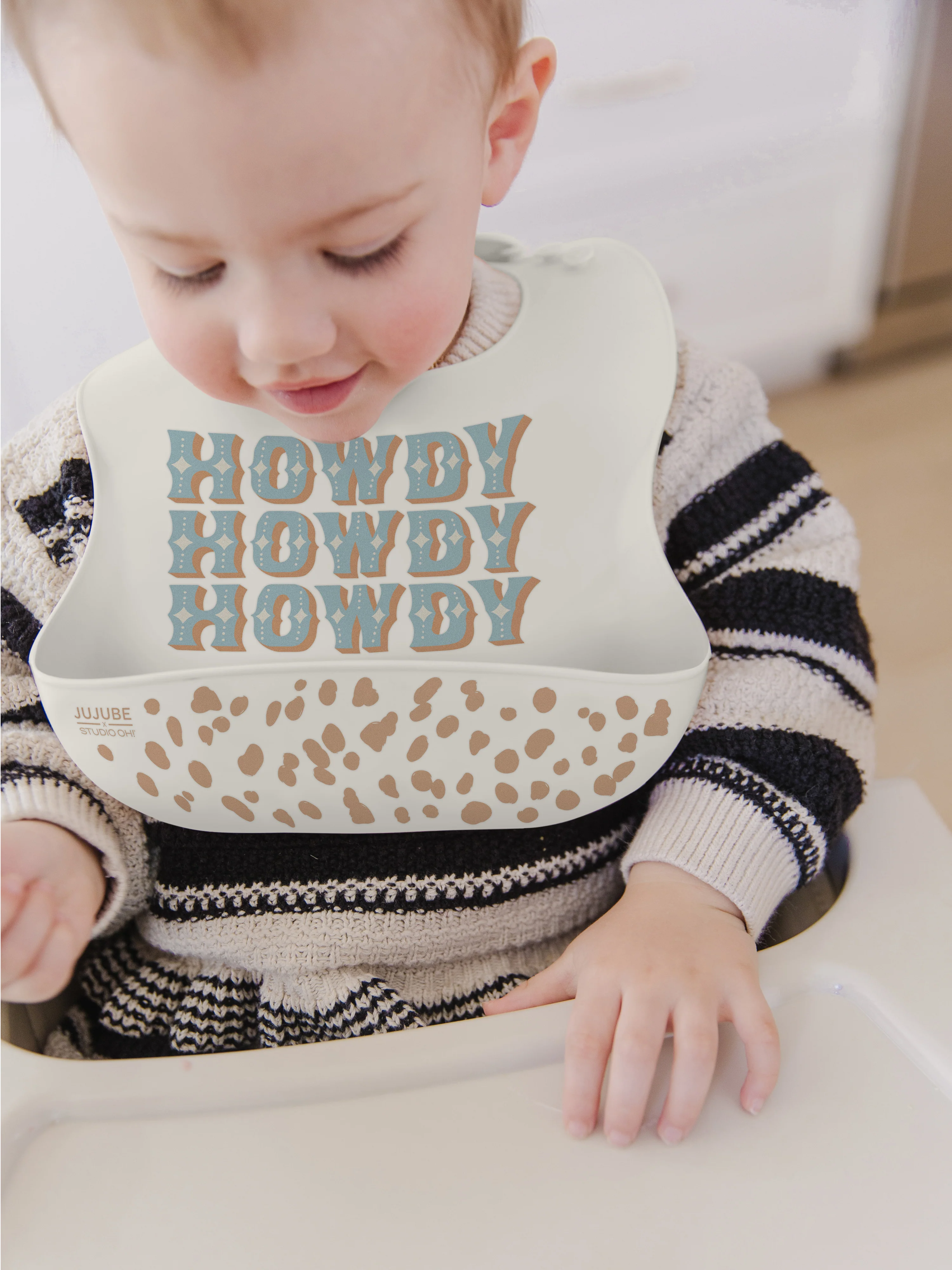 Silicone Bib - Howdy Partner Blue by Caroline Alfreds - Image 2