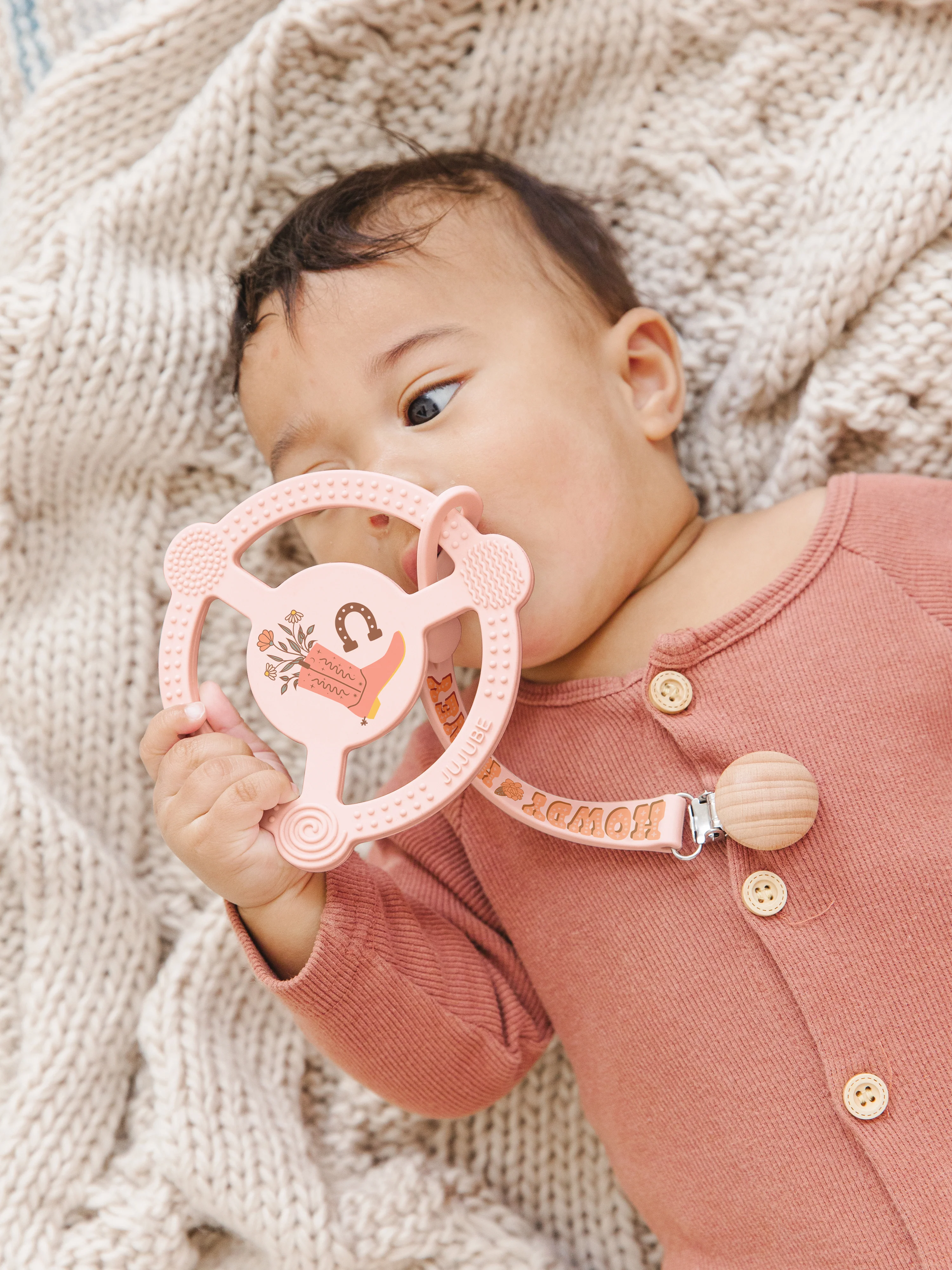 Silicone Teether Ring & Detachable Clip - Bloomin' Boot - Image 2
