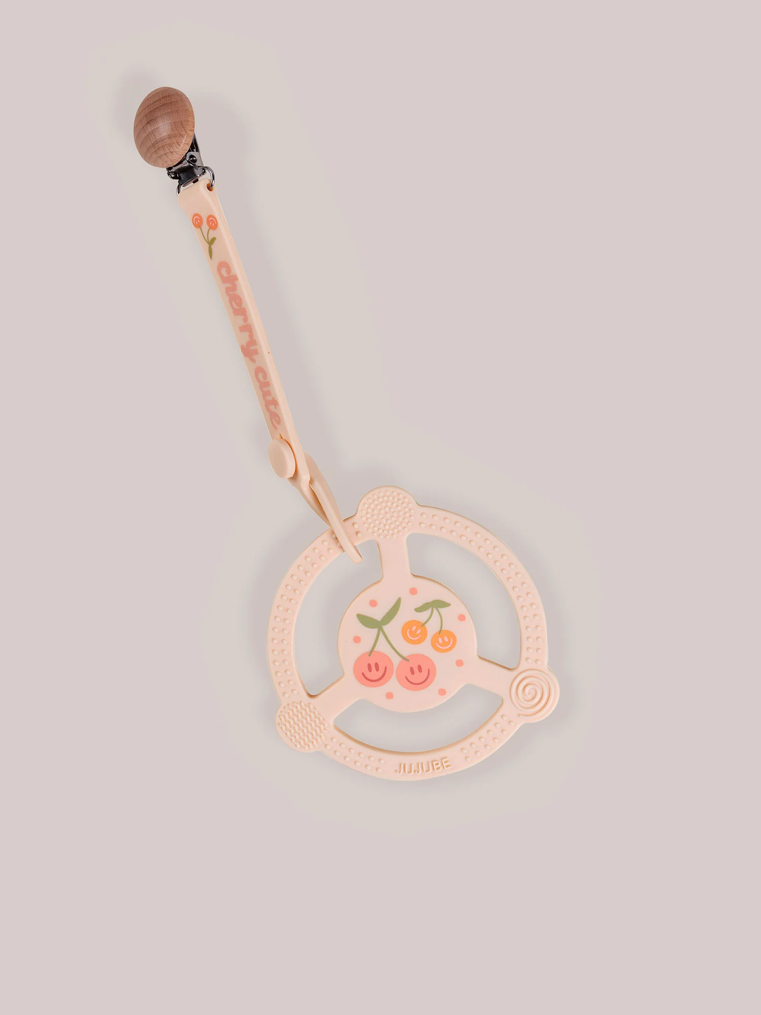 Silicone Teether Ring & Detachable Clip - Cherry Cute by Doodle By Meg - Image 3