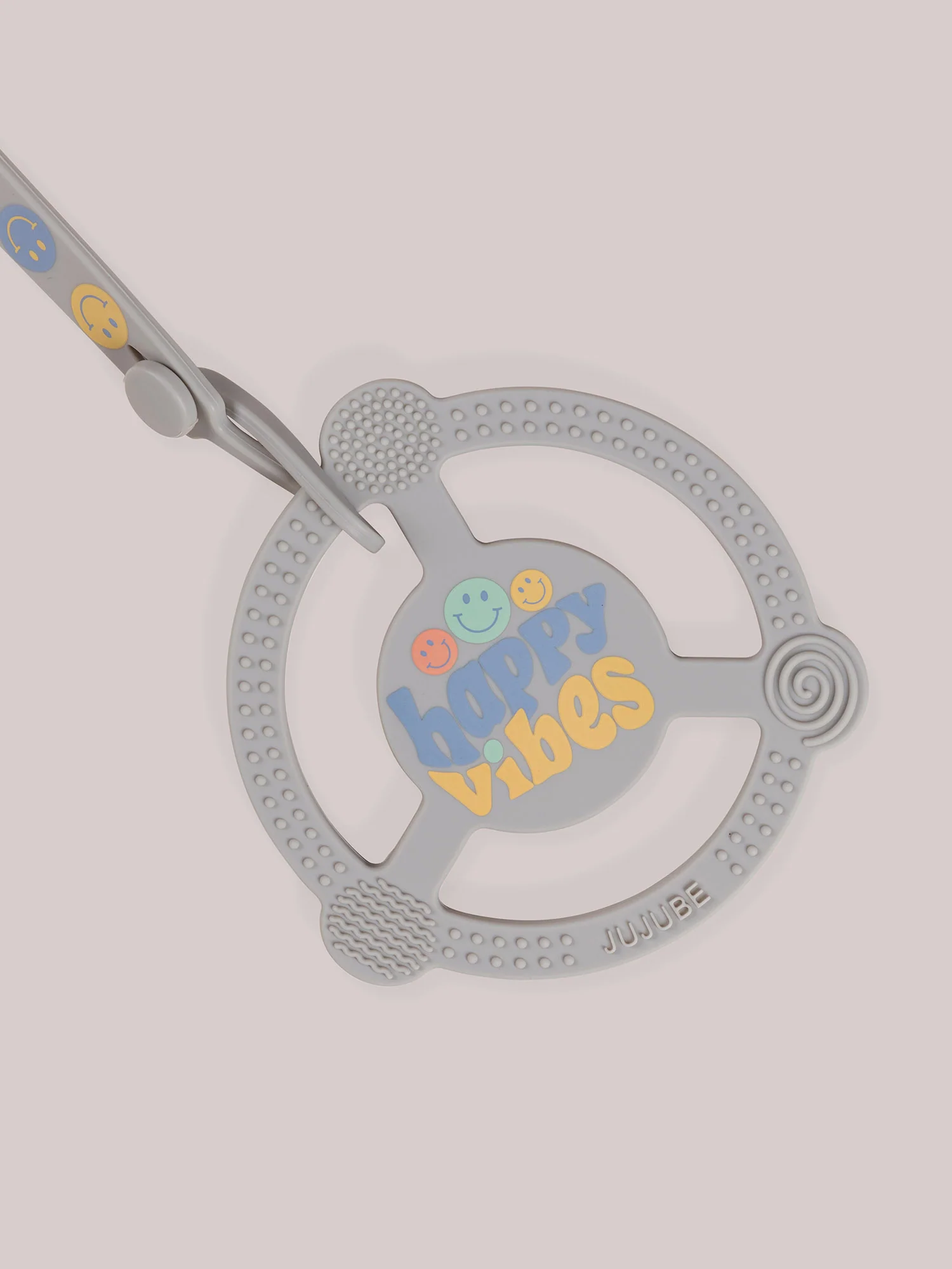 Silicone Teether Ring & Detachable Clip - Happy Baby Vibes - Image 3
