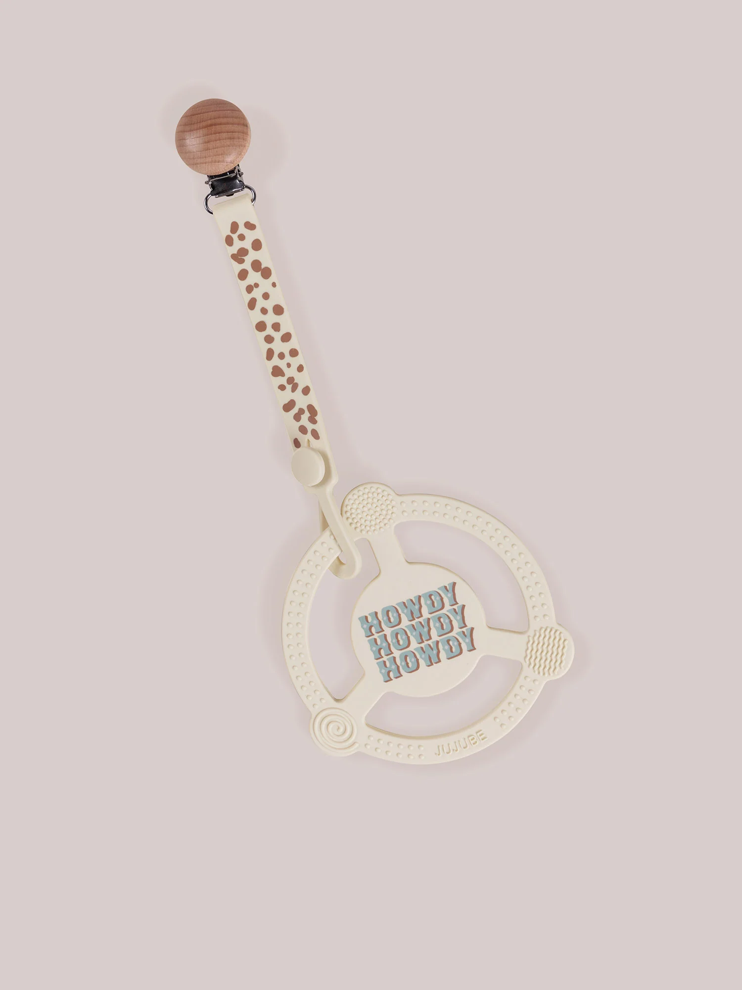 Silicone Teether Ring & Detachable Clip - Howdy Partner Blue by Caroline Alfreds - Image 3