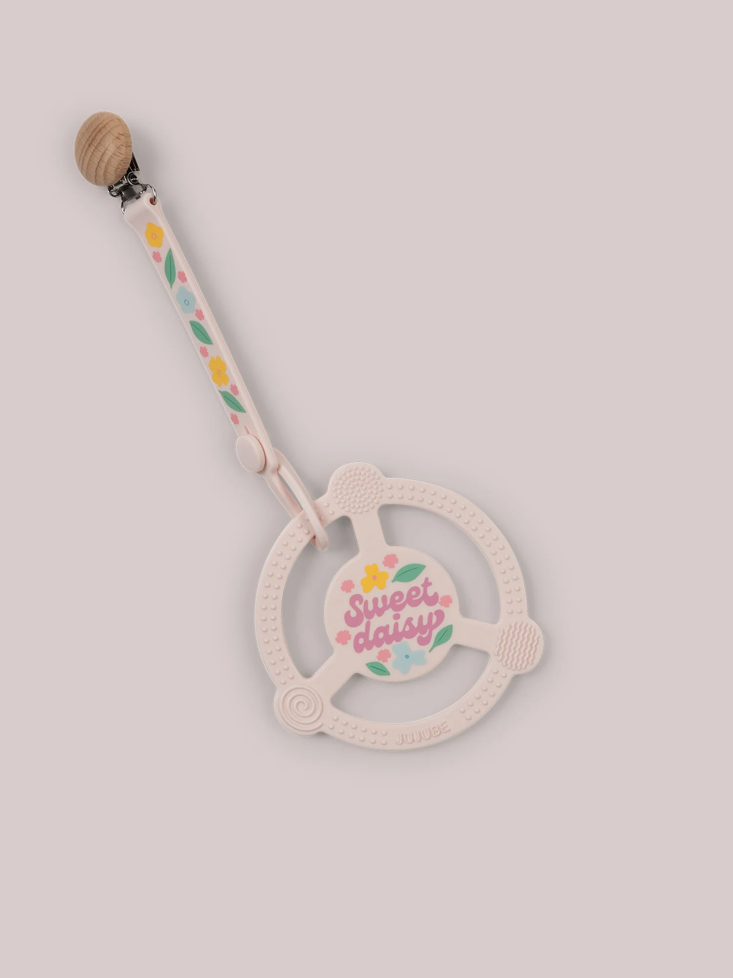 Silicone Teether Ring & Detachable Clip - Sweet Daisy - Image 3