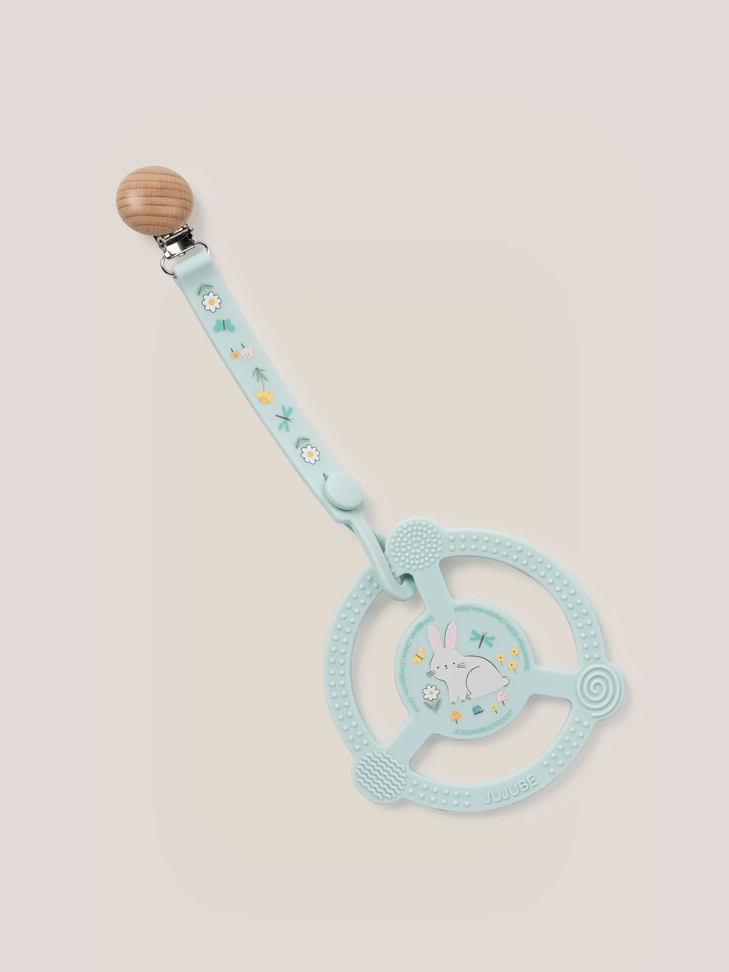 Silicone Teether Ring with Detachable Clip - Bunny Hollow - Image 4