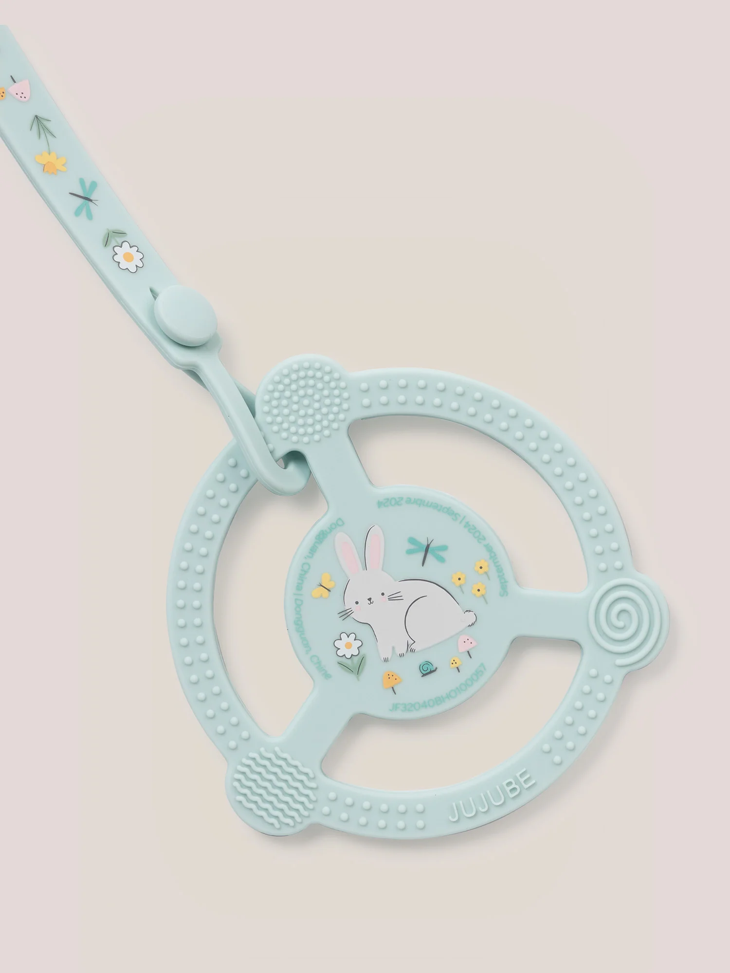 Silicone Teether Ring with Detachable Clip - Bunny Hollow - Image 5