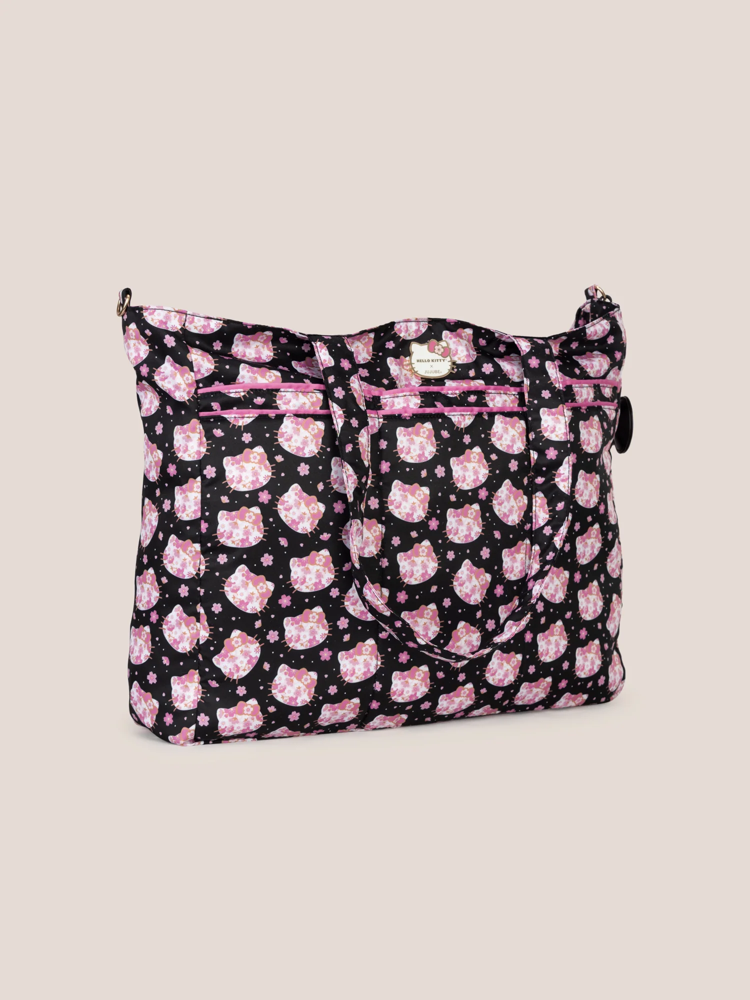 Hello Kitty® × JuJuBe Cherry Blossoms Super Be Large Diaper Bag Duffel — Black and Pink - Image 3