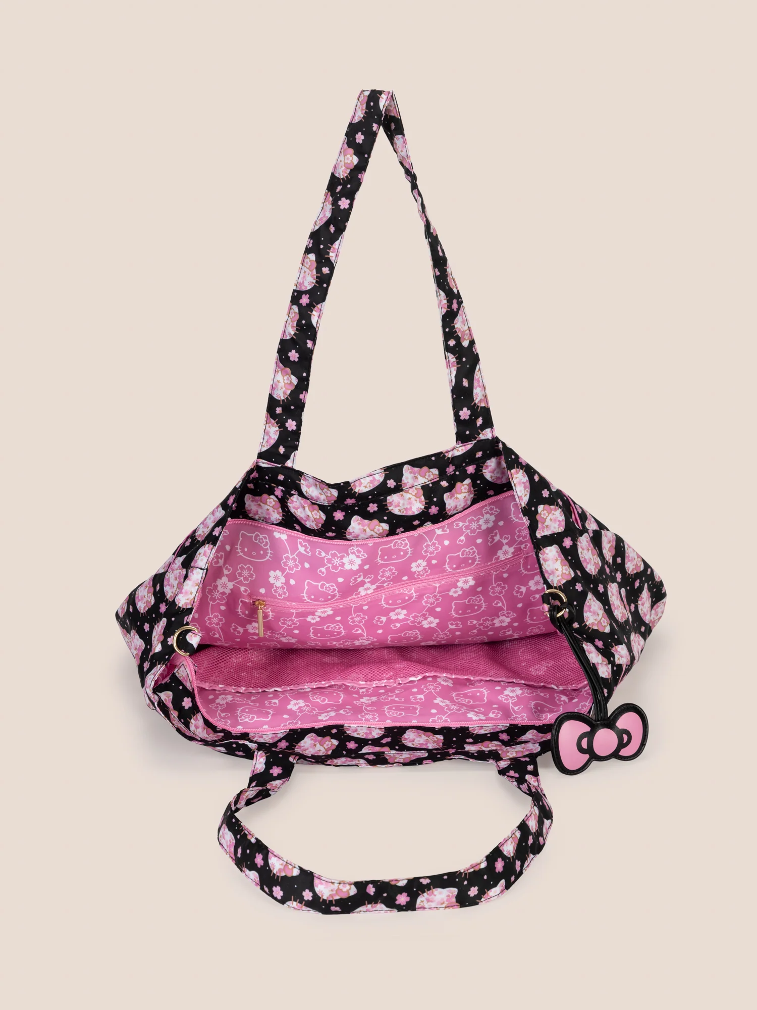 Hello Kitty® × JuJuBe Cherry Blossoms Super Be Large Diaper Bag Duffel — Black and Pink - Image 6