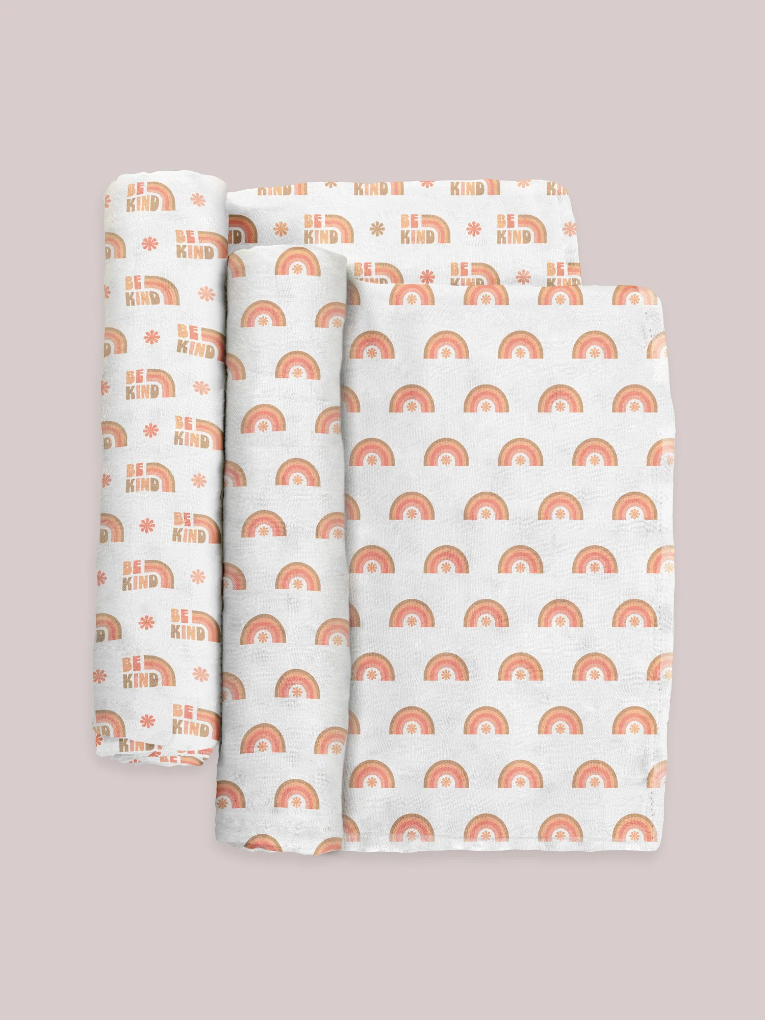 2-Pack Square Swaddle Blanket Set - Be Kind Rainbows - Image 3