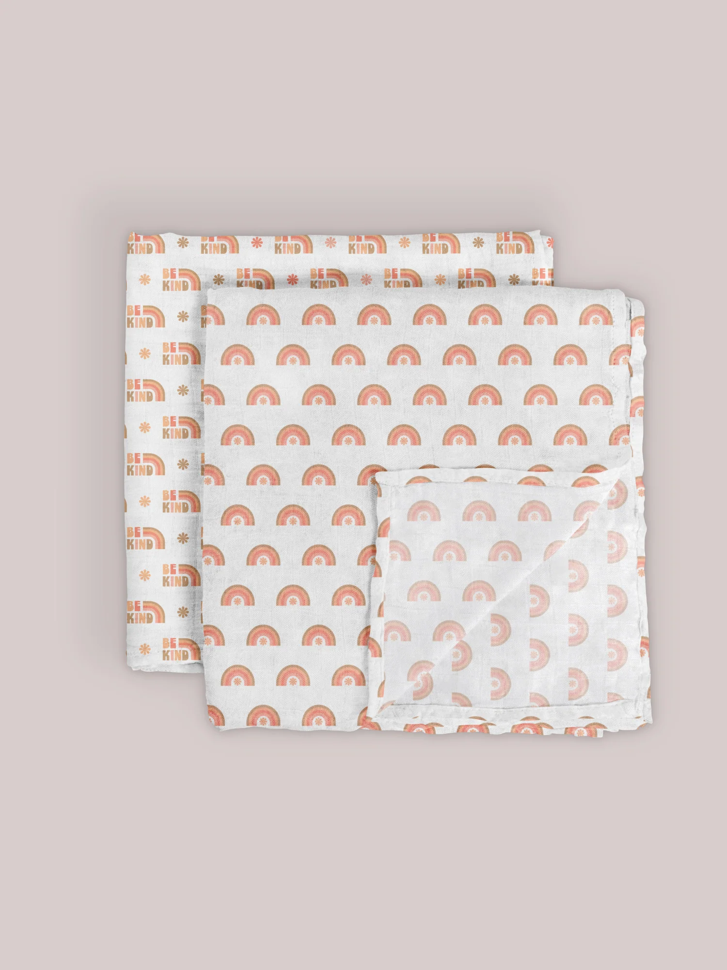 2-Pack Square Swaddle Blanket Set - Be Kind Rainbows - Image 4