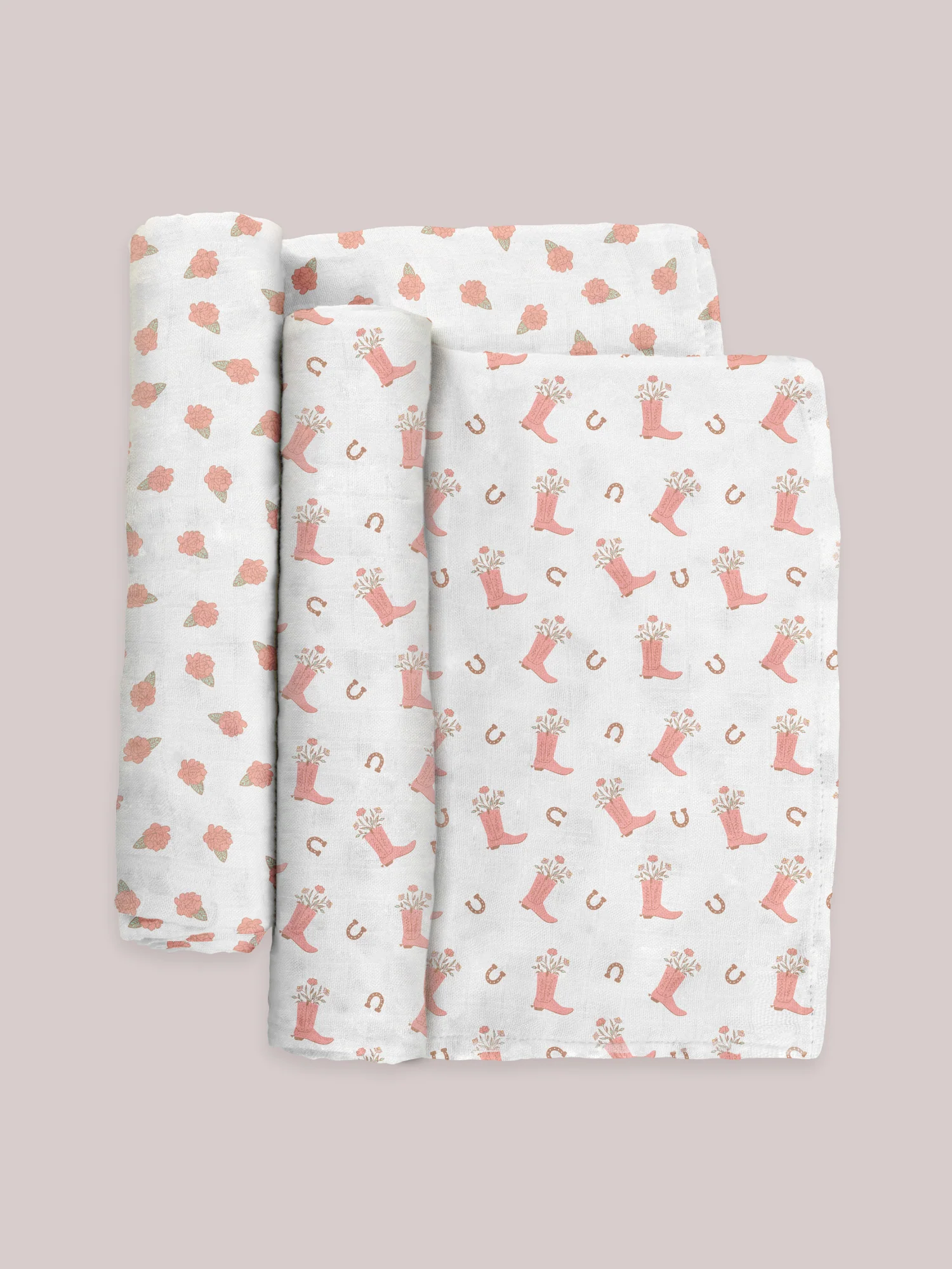 2-Pack Square Swaddle Blanket Set - Bloomin' Boot - Image 4