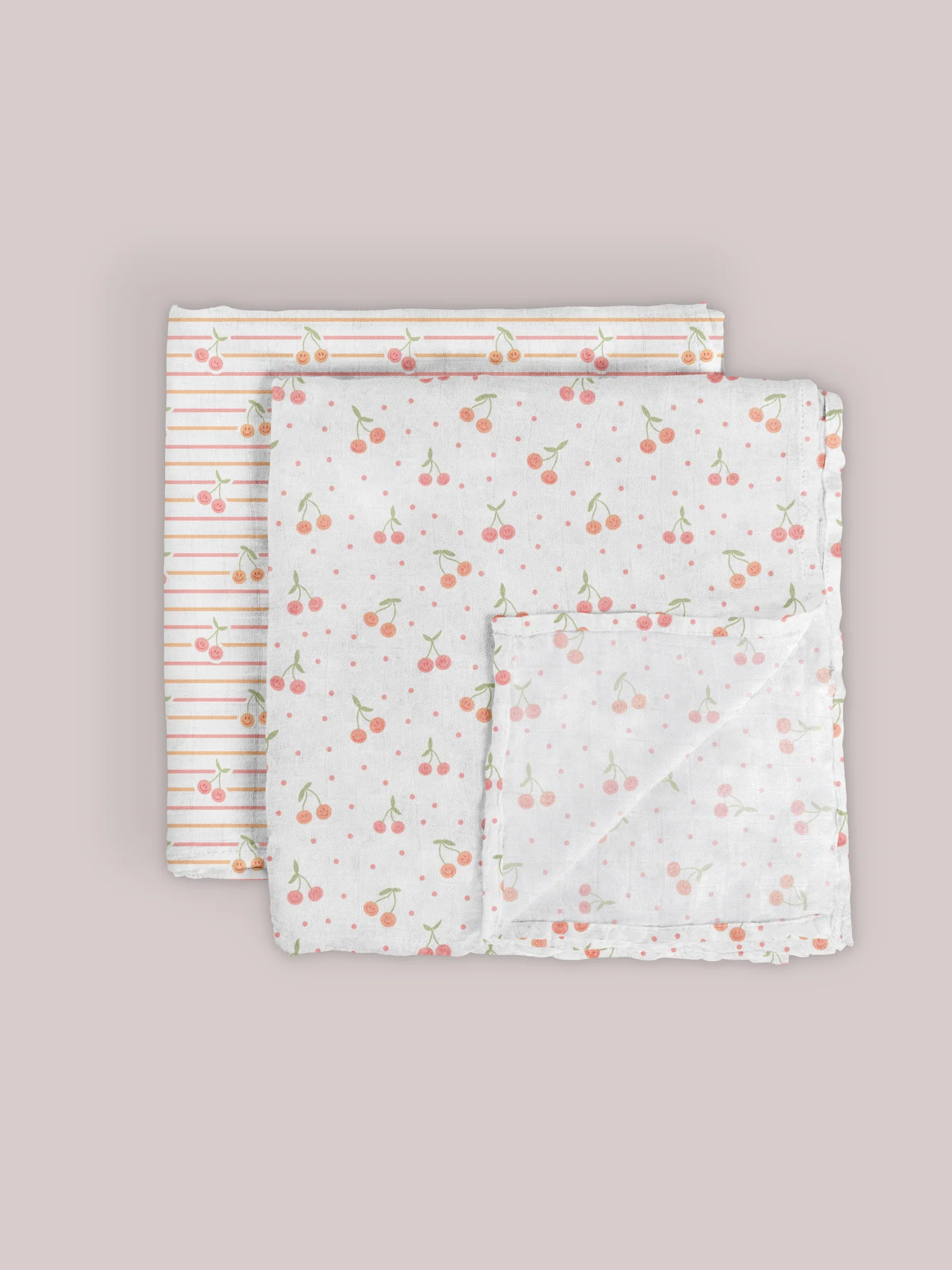 2-Pack Square Swaddle Blanket Set - Cherry Cute by Doodle By Meg - Image 3
