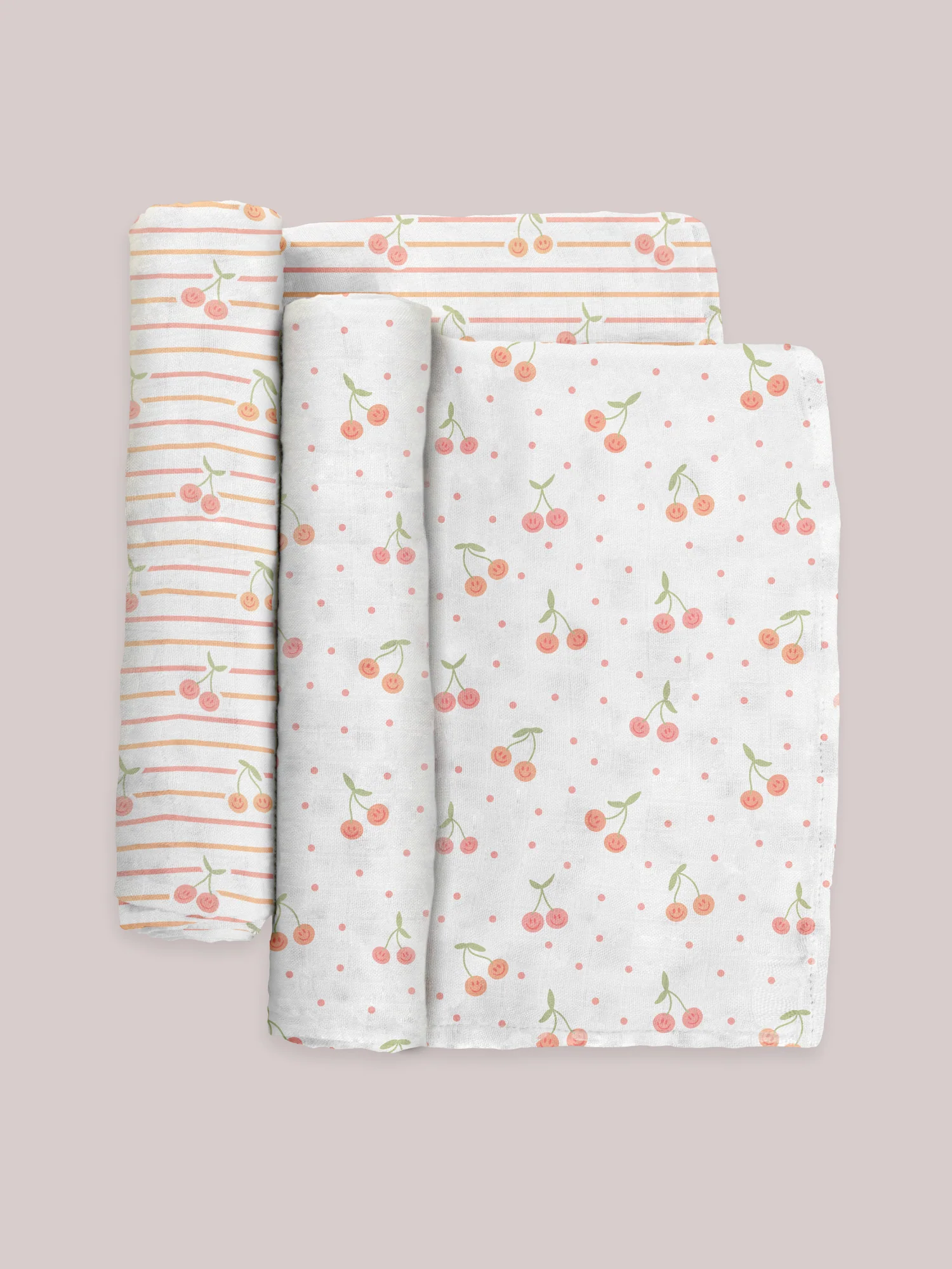 2-Pack Square Swaddle Blanket Set - Cherry Cute by Doodle By Meg - Image 4