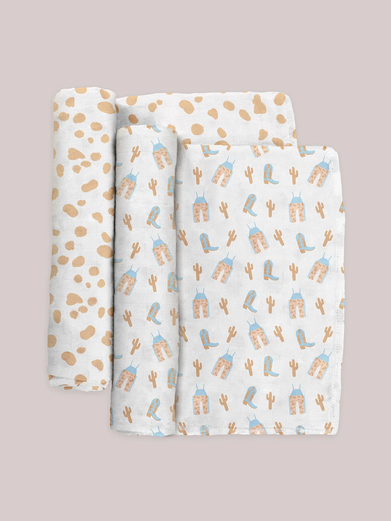2-Pack Square Swaddle Blanket Set - Howdy Partner Blue - Image 3