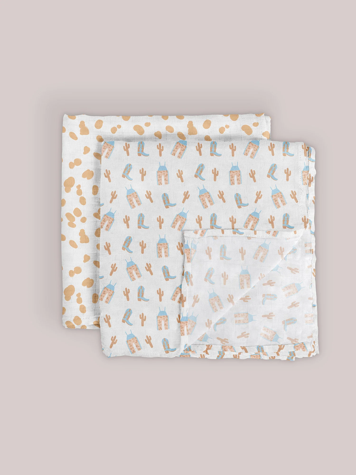 2-Pack Square Swaddle Blanket Set - Howdy Partner Blue - Image 4
