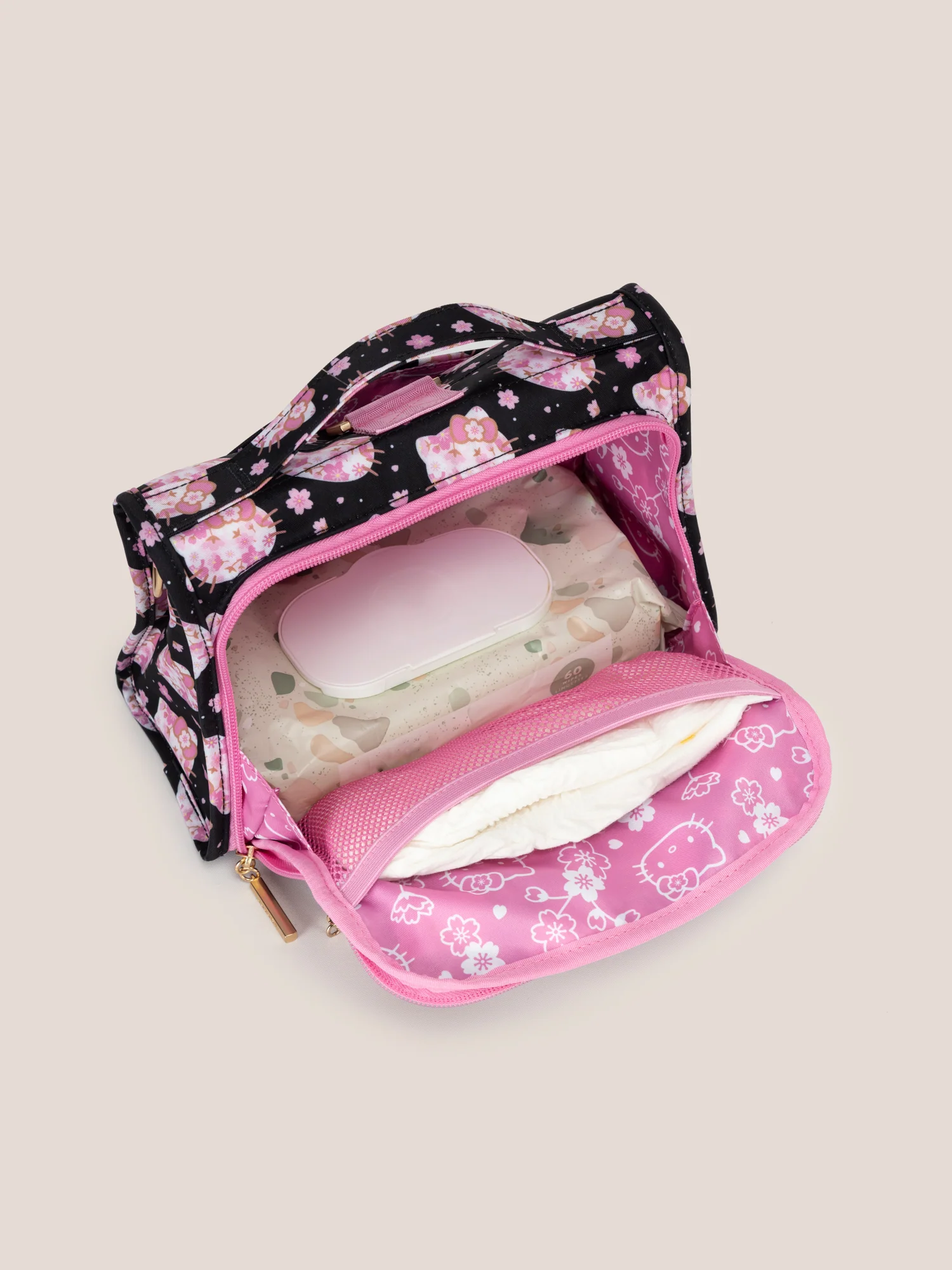 Hello Kitty® × JuJuBe Cherry Blossoms Bestie Small Messenger Handbag, Backpack — Black and Pink - Image 6