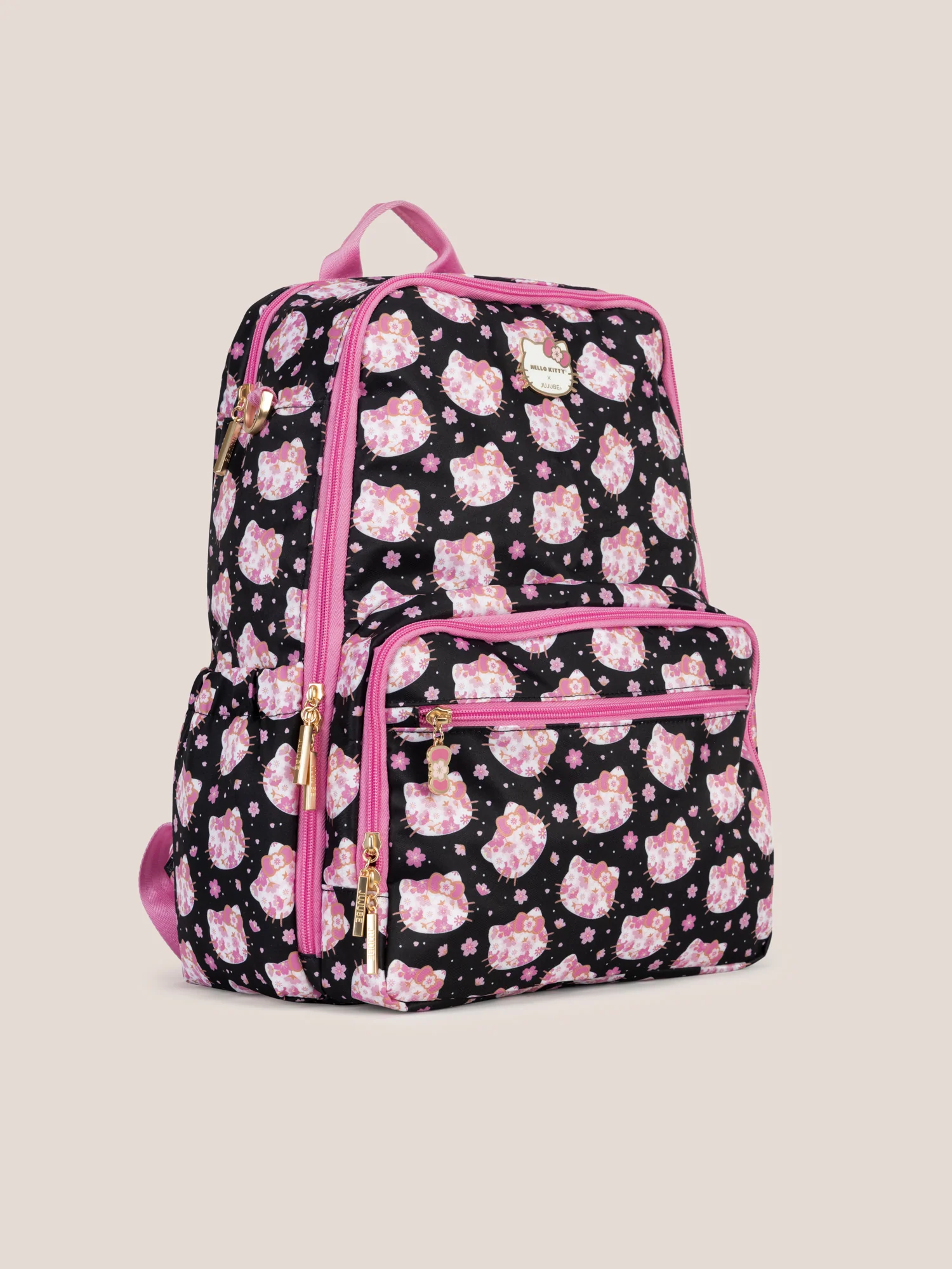 Hello Kitty® × JuJuBe Cherry Blossoms Zealous Backpack Diaper Bag — Black and Pink - Image 4