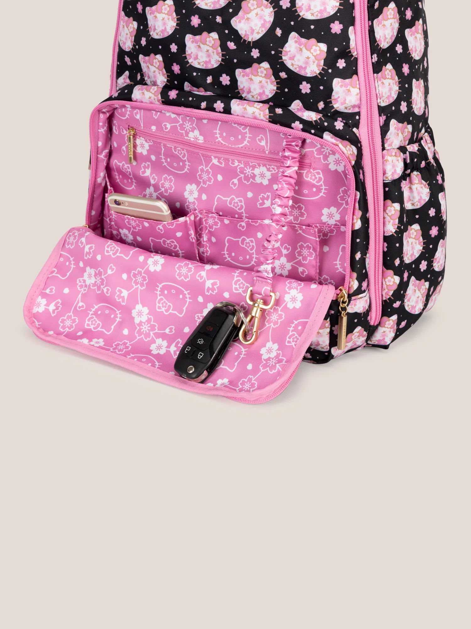 Hello Kitty® × JuJuBe Cherry Blossoms Zealous Backpack Diaper Bag — Black and Pink - Image 8